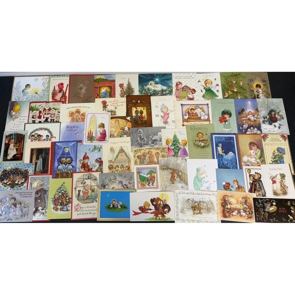 Vintage Christmas Cards Fronts ONLY Kids Children Scrapbooking Crafts Lot of 50+